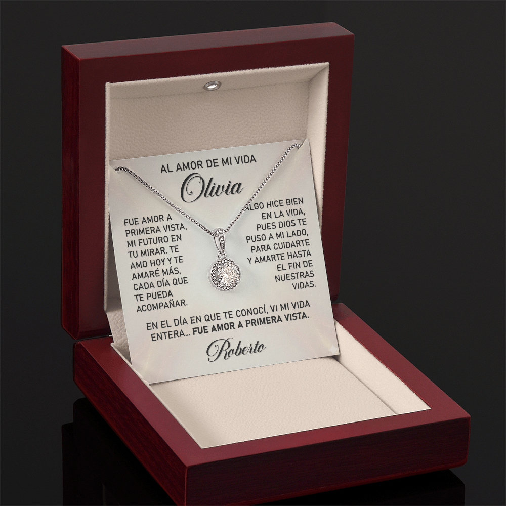 Collar MIKORA Eternal Hope Edición: "Amor a Primera Vista" – Regalo de Fe y Esperanza Eterna para Esposa | Oro 14K y Cristales Radiantes