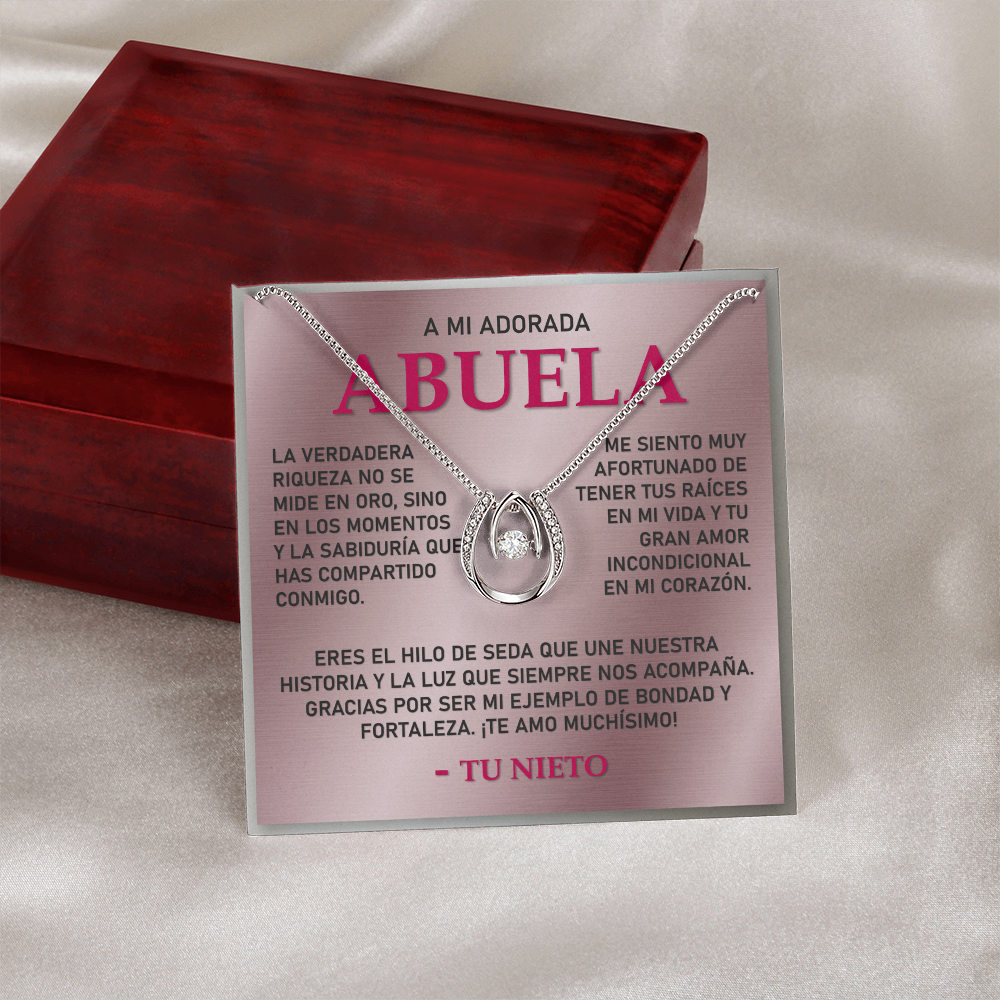 Collar MIKORA Lucky in Love Edición: "Raíces de Amor" – Regalo de Legado para Abuela | Baño de Oro Blanco 14K y Cristal de la Fortuna