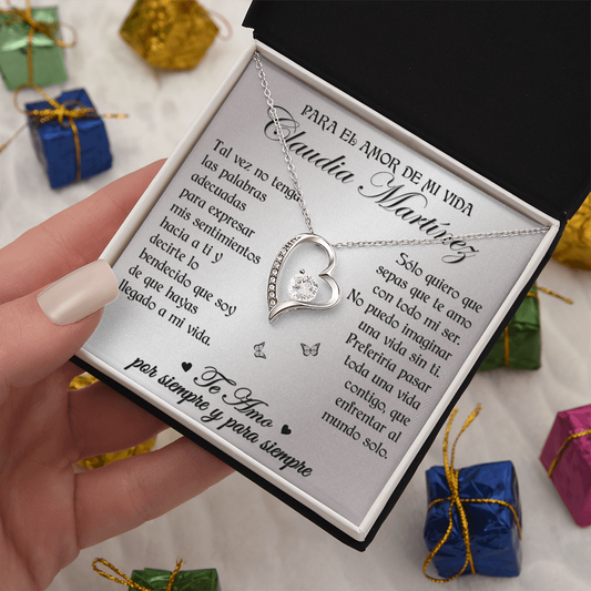 Collar Forever Love: "No puedo imaginar una vida sin ti" (Acabado en Oro de 14q-18q)