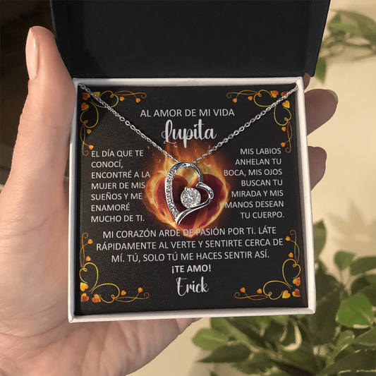 Collar Forever Love: Edición "Mi corazón arde de pasión por ti" (Acabado en Oro de 14Q - 18Q)