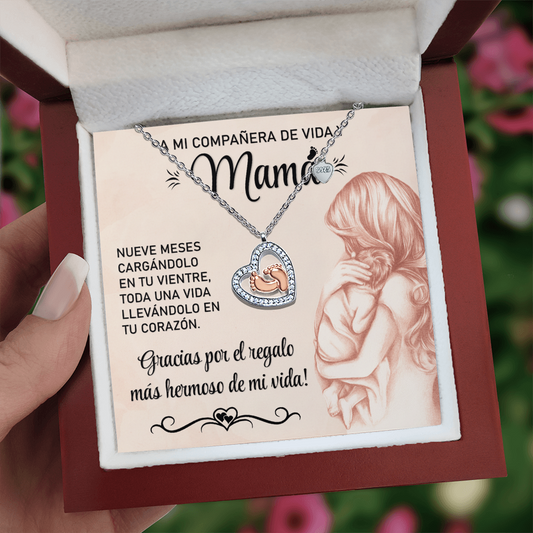 Collar MIKORA Baby Feet Heart: De Papá a la Compañera de Vida - Plata de Ley con Toque de Oro Rosa 14k