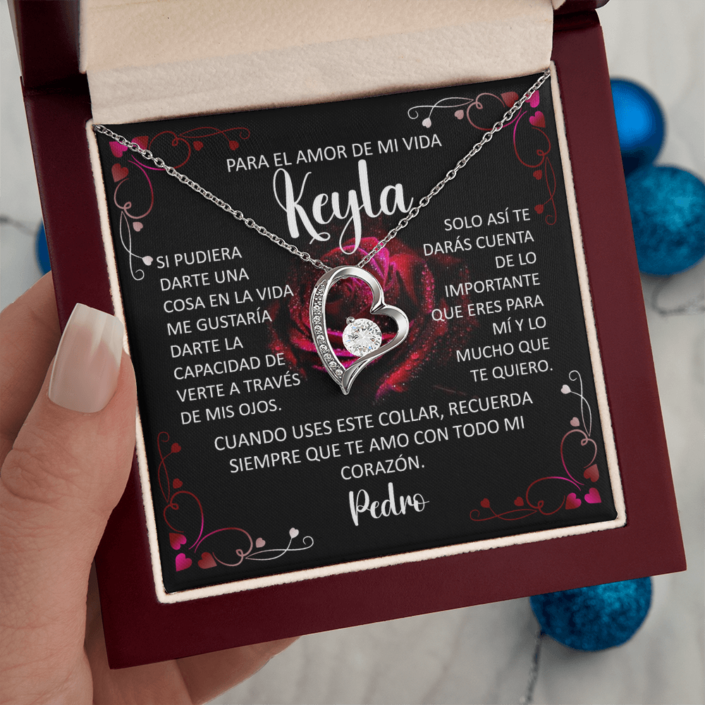Collar Forever Love Personalizado: "Recuerda Siempre Que Te Amo" (Acabado en Oro de 14Q - 18K)