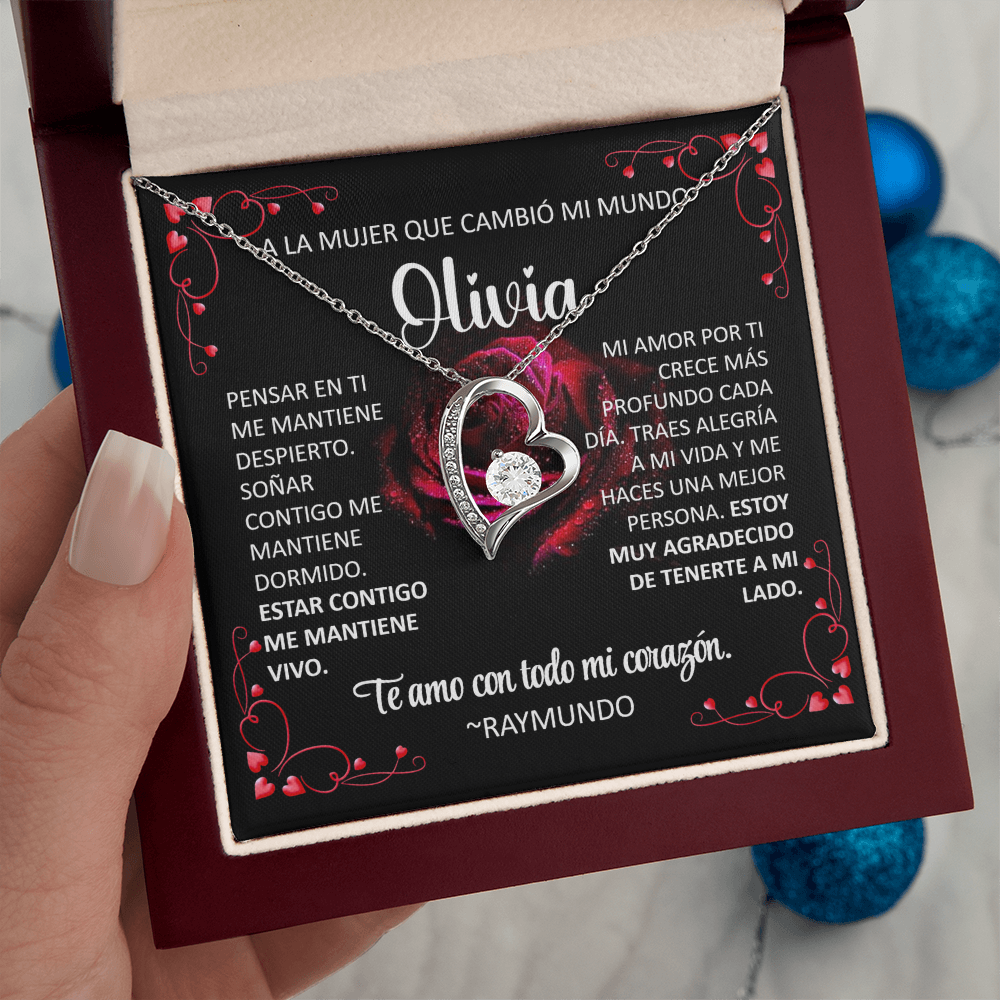 Collar Forever Love: A La Mujer Que Cambió Mi Mundo (Acabado Oro 14Q -18Q)