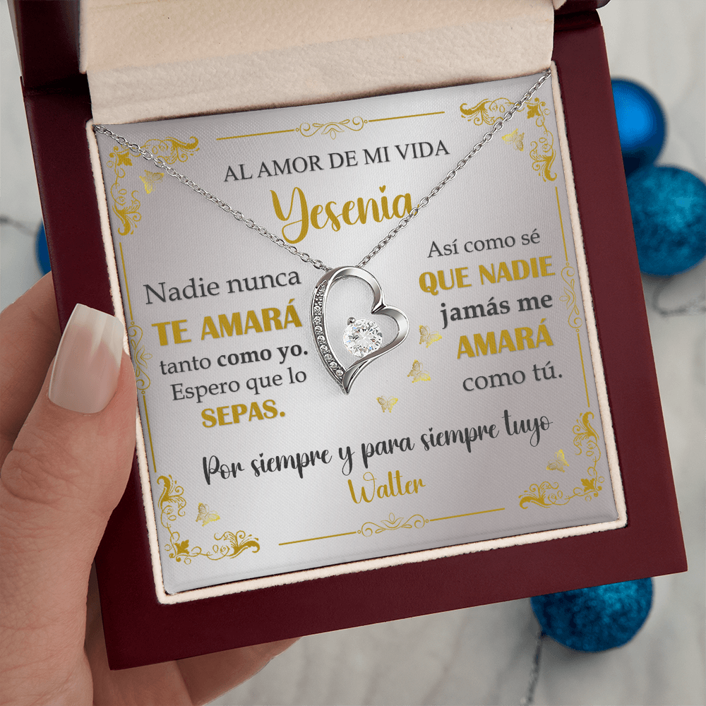 Collar Mikora Forever Love: "Nadie nunca te amará tanto como yo" (Acabado en Oro de 14q-18q)