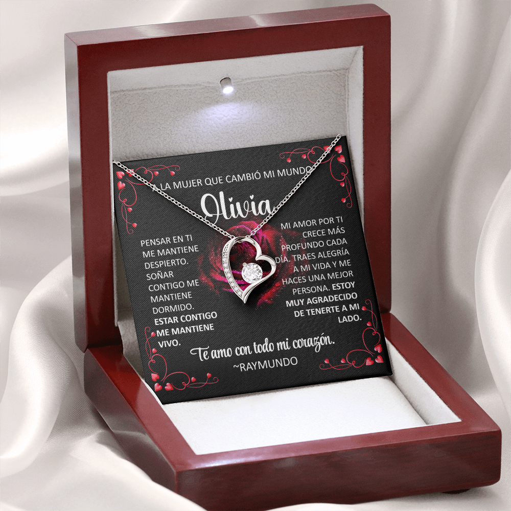 Collar Forever Love: A La Mujer Que Cambió Mi Mundo (Acabado Oro 14Q -18Q)