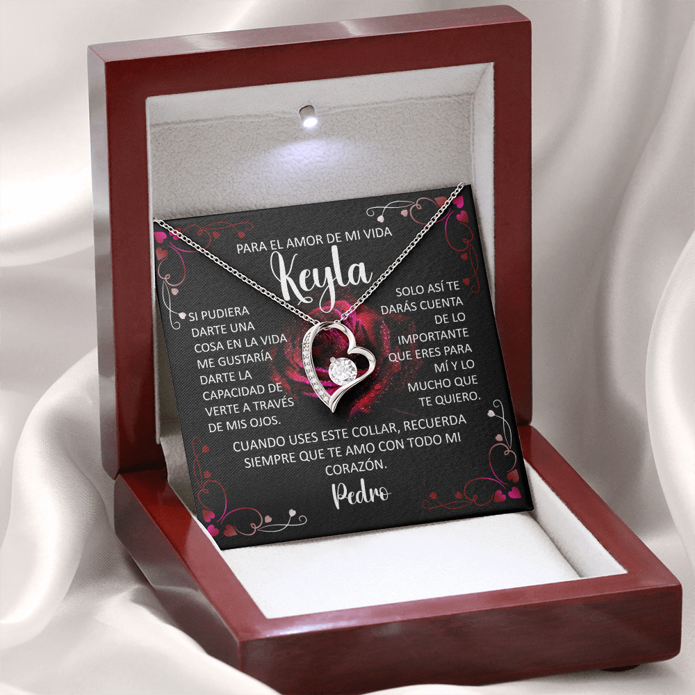 Collar Forever Love Personalizado: "Recuerda Siempre Que Te Amo" (Acabado en Oro de 14Q - 18K)