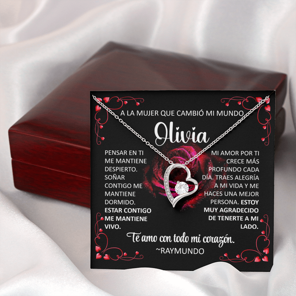 Collar Forever Love: A La Mujer Que Cambió Mi Mundo (Acabado Oro 14Q -18Q)