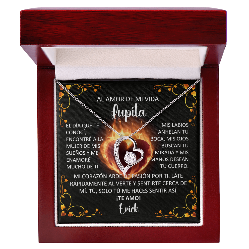 Collar Forever Love: Edición "Mi corazón arde de pasión por ti" (Acabado en Oro de 14Q - 18Q)
