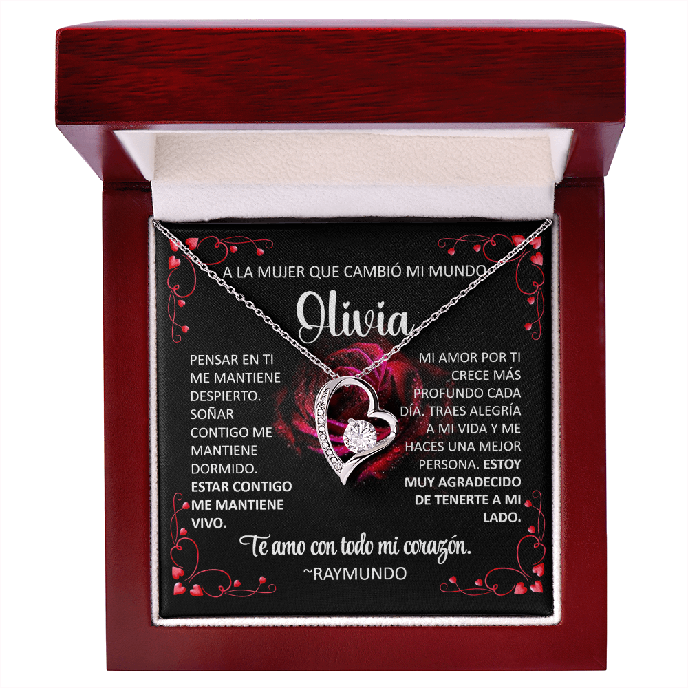 Collar Forever Love: A La Mujer Que Cambió Mi Mundo (Acabado Oro 14Q -18Q)