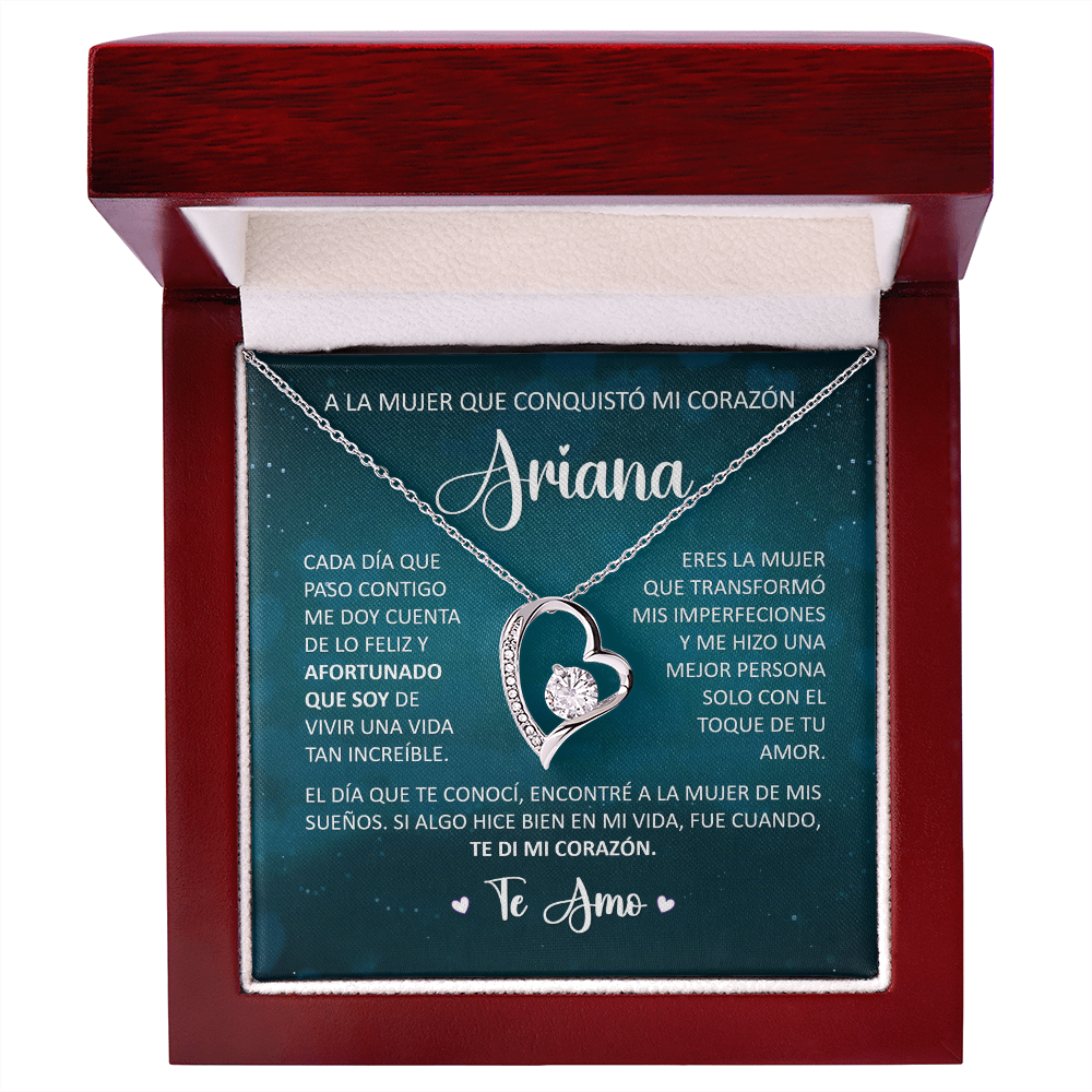 Collar Forever Love: "A La Mujer Que Conquistó Mi Corazón" ( Acabado Oro 14Q - 18Q )