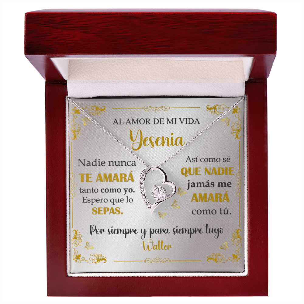 Collar Mikora Forever Love: "Nadie nunca te amará tanto como yo" (Acabado en Oro de 14q-18q)
