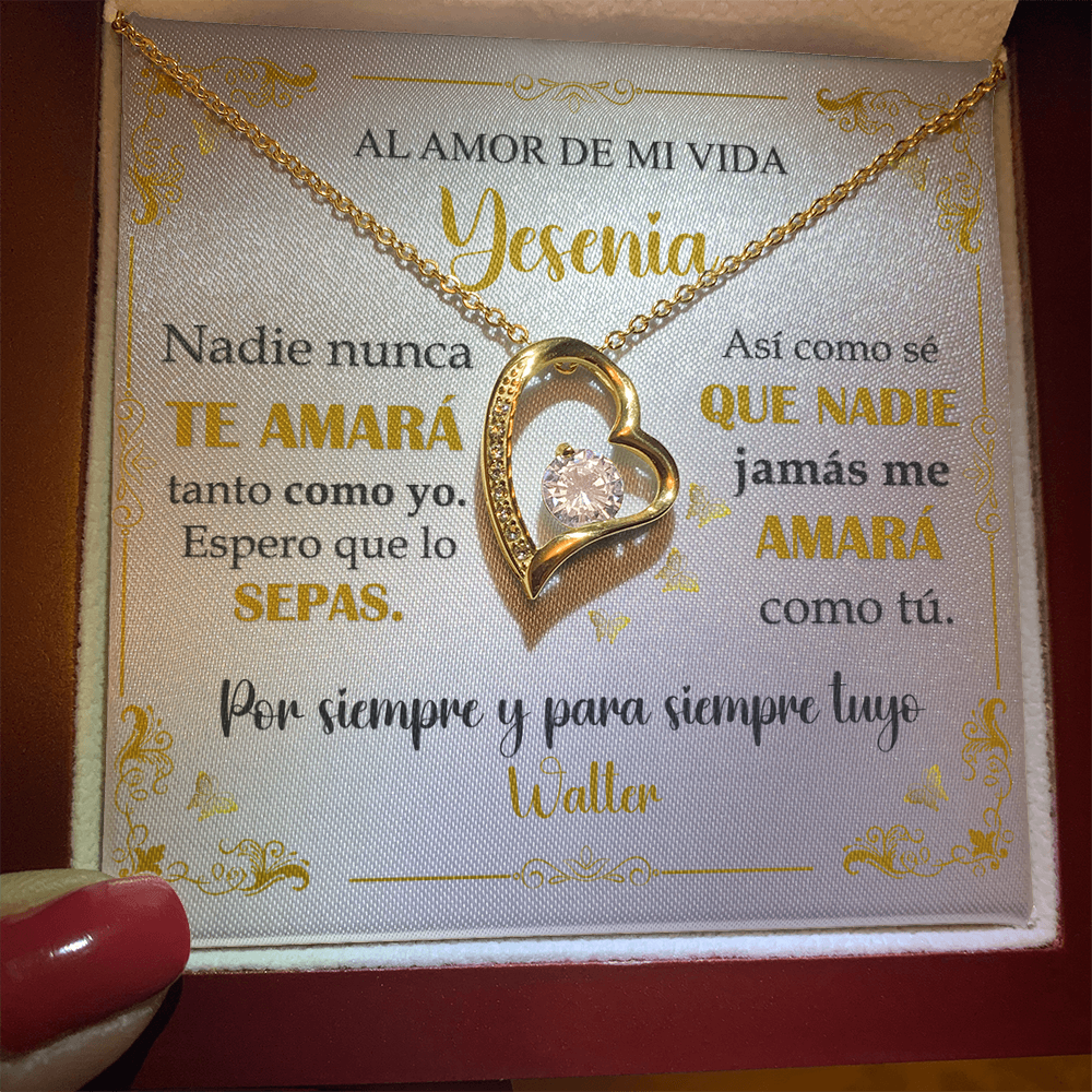 Collar Mikora Forever Love: "Nadie nunca te amará tanto como yo" (Acabado en Oro de 14q-18q)