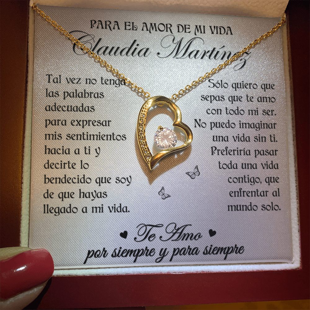 Collar Forever Love: "No puedo imaginar una vida sin ti" (Acabado en Oro de 14q-18q)