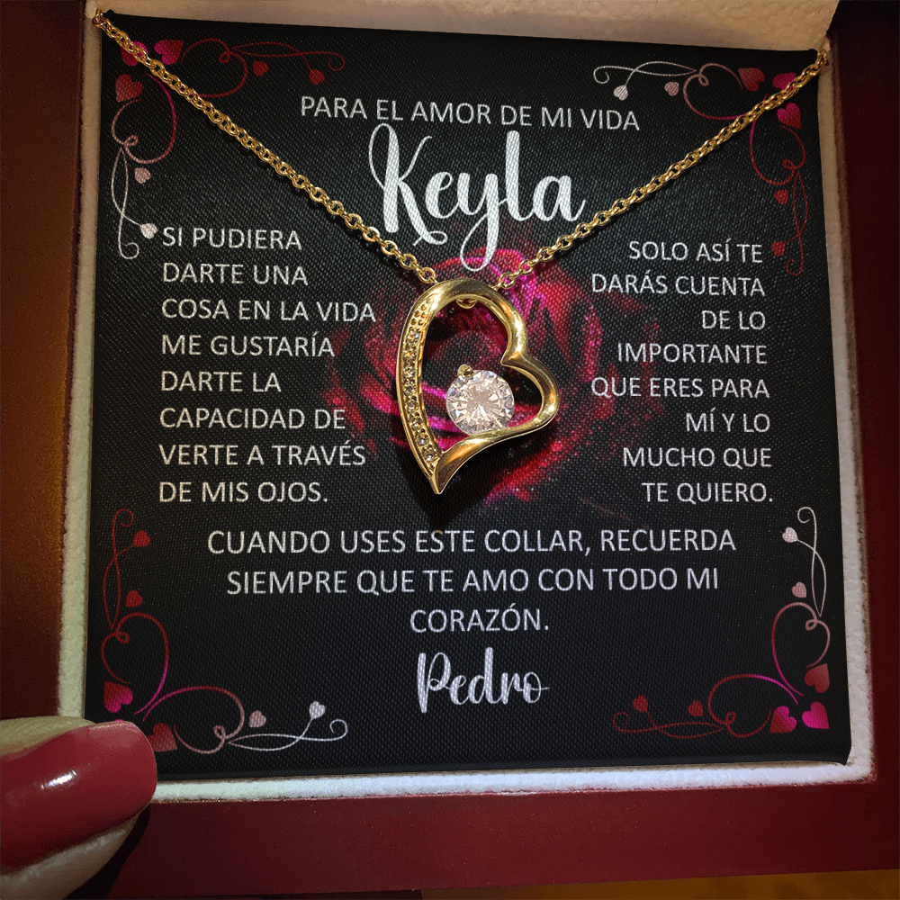 Collar Forever Love Personalizado: "Recuerda Siempre Que Te Amo" (Acabado en Oro de 14Q - 18K)