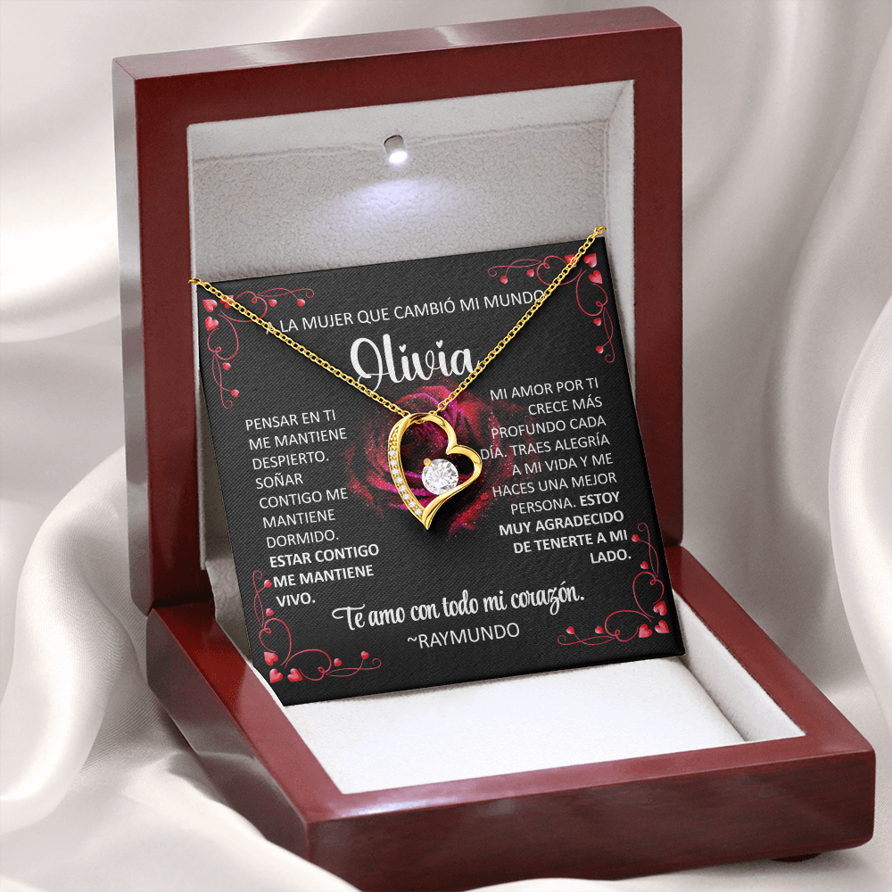 Collar Forever Love: A La Mujer Que Cambió Mi Mundo (Acabado Oro 14Q -18Q)