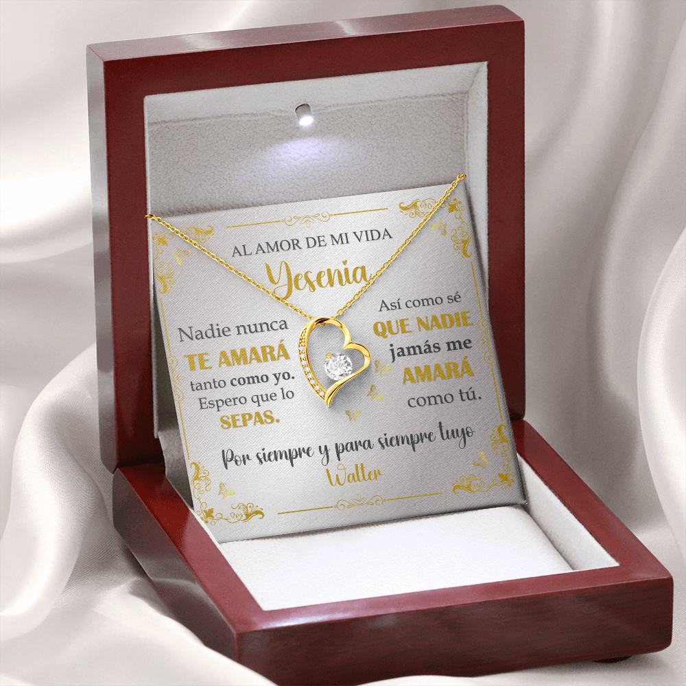 Collar Mikora Forever Love: "Nadie nunca te amará tanto como yo" (Acabado en Oro de 14q-18q)
