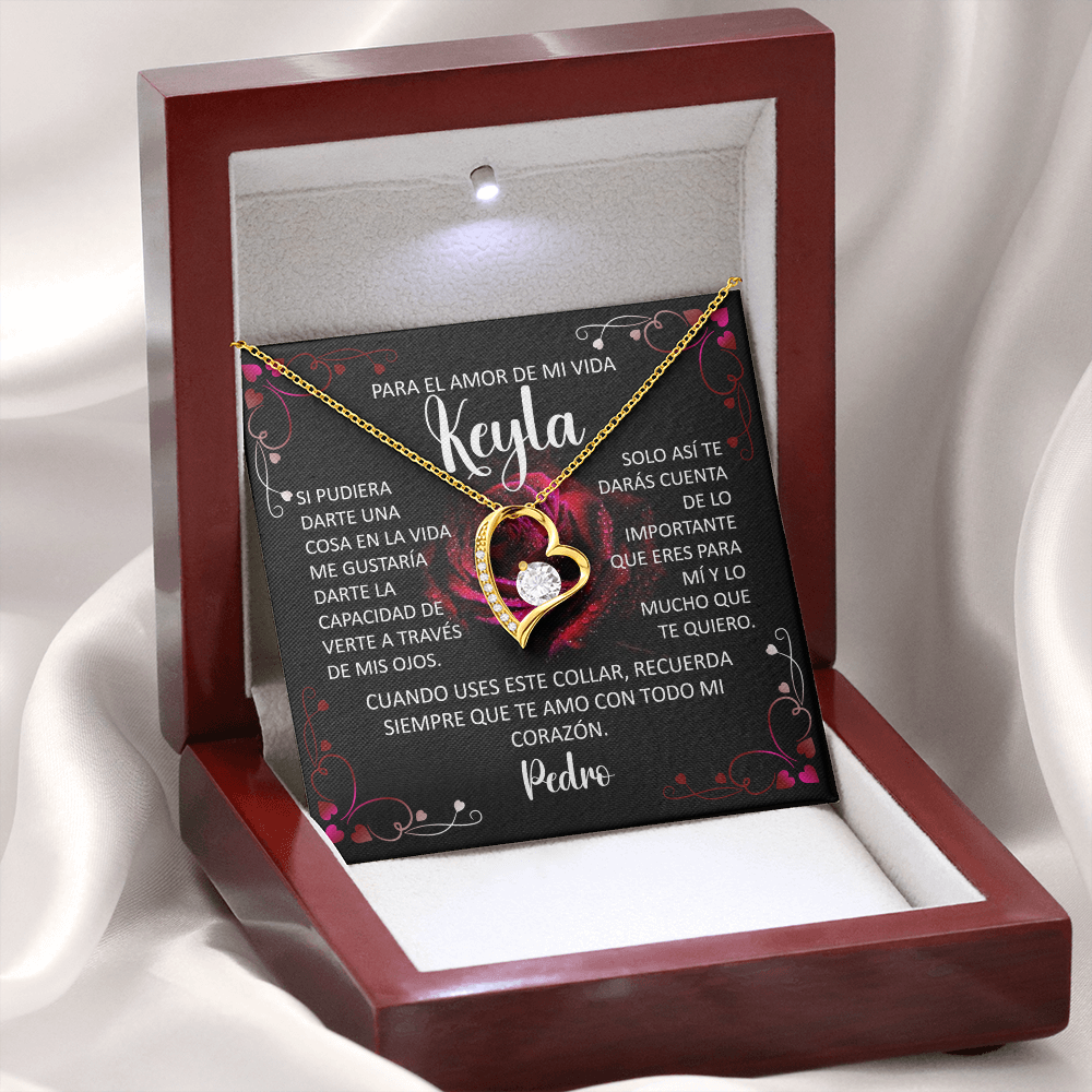 Collar Forever Love Personalizado: "Recuerda Siempre Que Te Amo" (Acabado en Oro de 14Q - 18K)