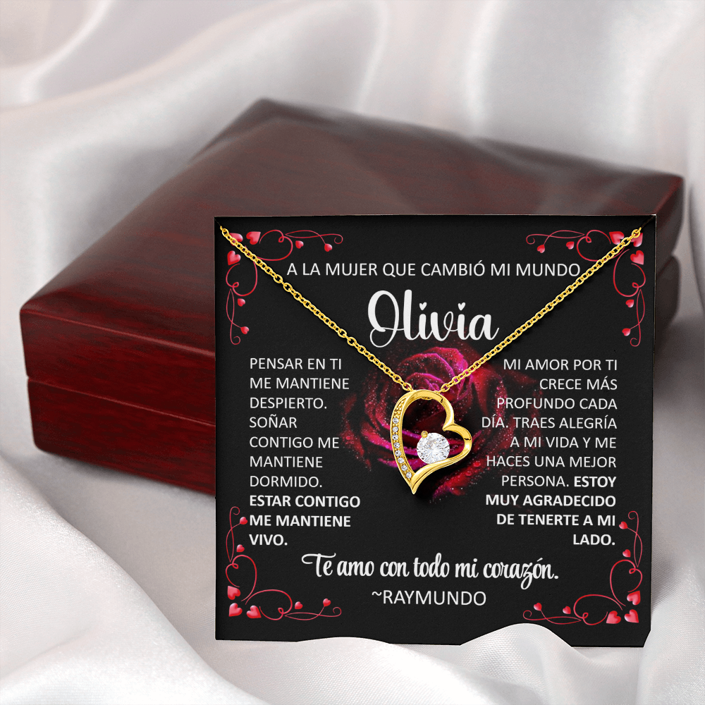 Collar Forever Love: A La Mujer Que Cambió Mi Mundo (Acabado Oro 14Q -18Q)