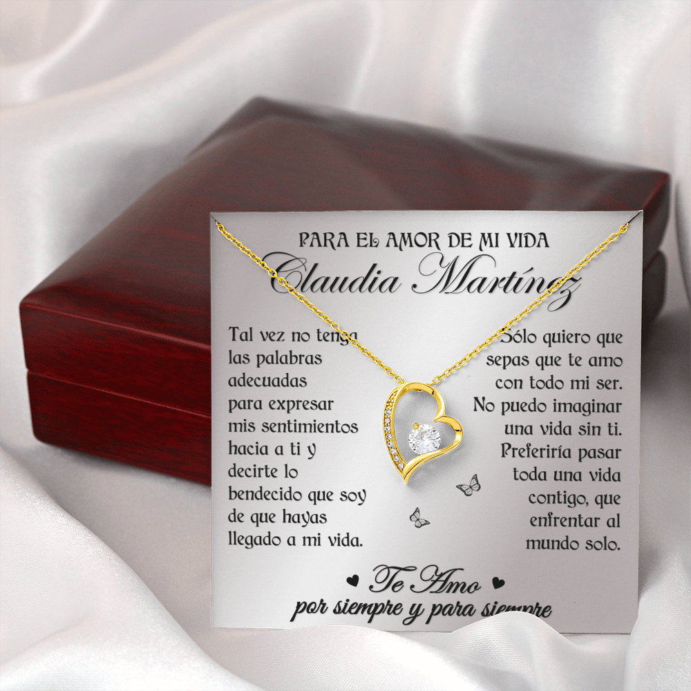 Collar Forever Love: "No puedo imaginar una vida sin ti" (Acabado en Oro de 14q-18q)
