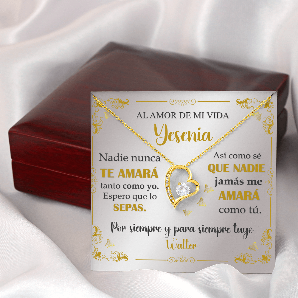 Collar Mikora Forever Love: "Nadie nunca te amará tanto como yo" (Acabado en Oro de 14q-18q)