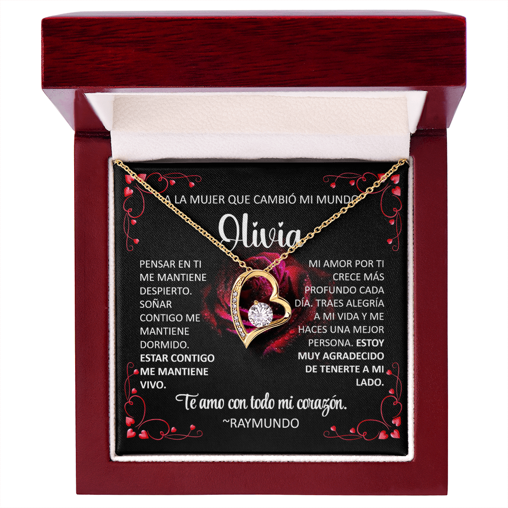 Collar Forever Love: A La Mujer Que Cambió Mi Mundo (Acabado Oro 14Q -18Q)