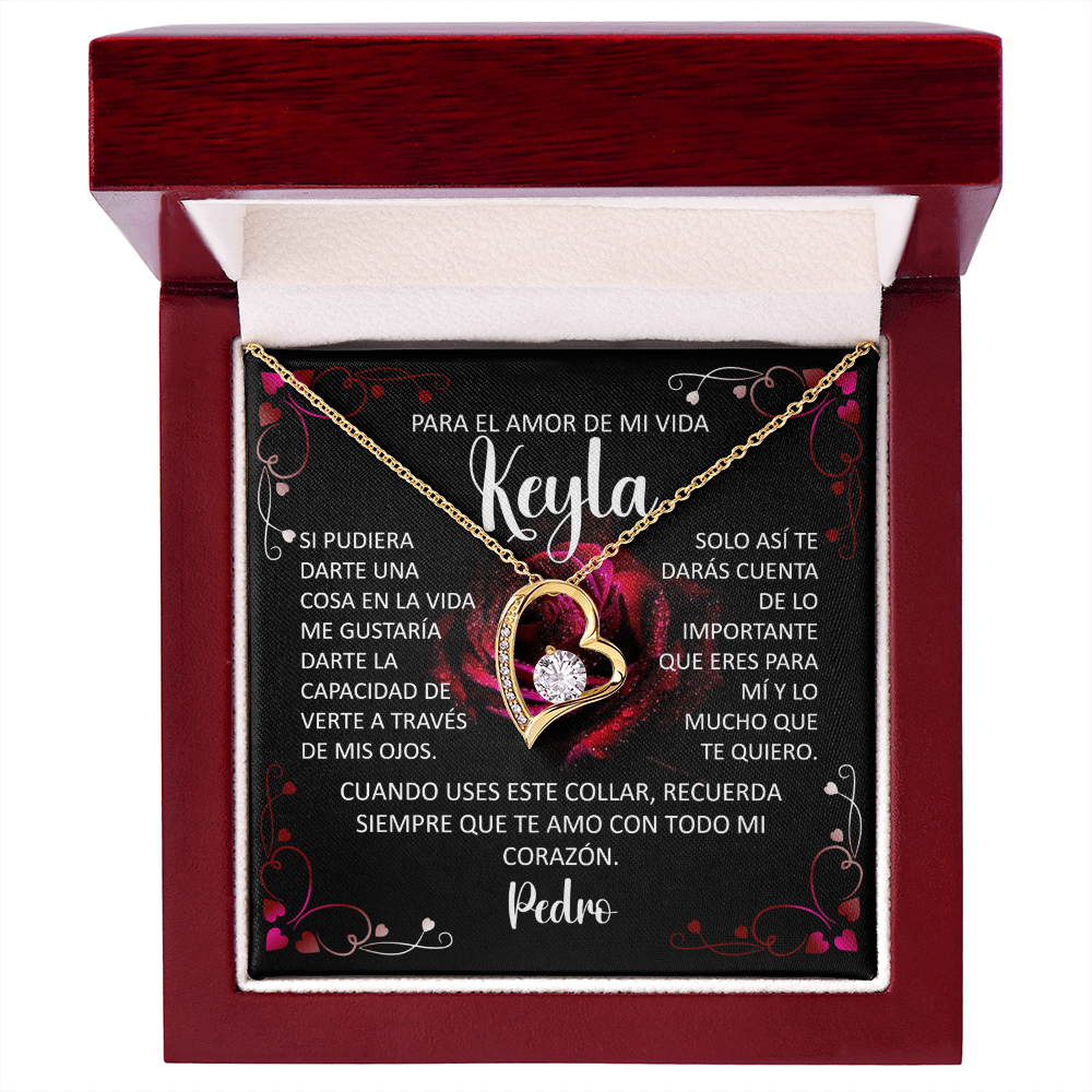 Collar Forever Love Personalizado: "Recuerda Siempre Que Te Amo" (Acabado en Oro de 14Q - 18K)