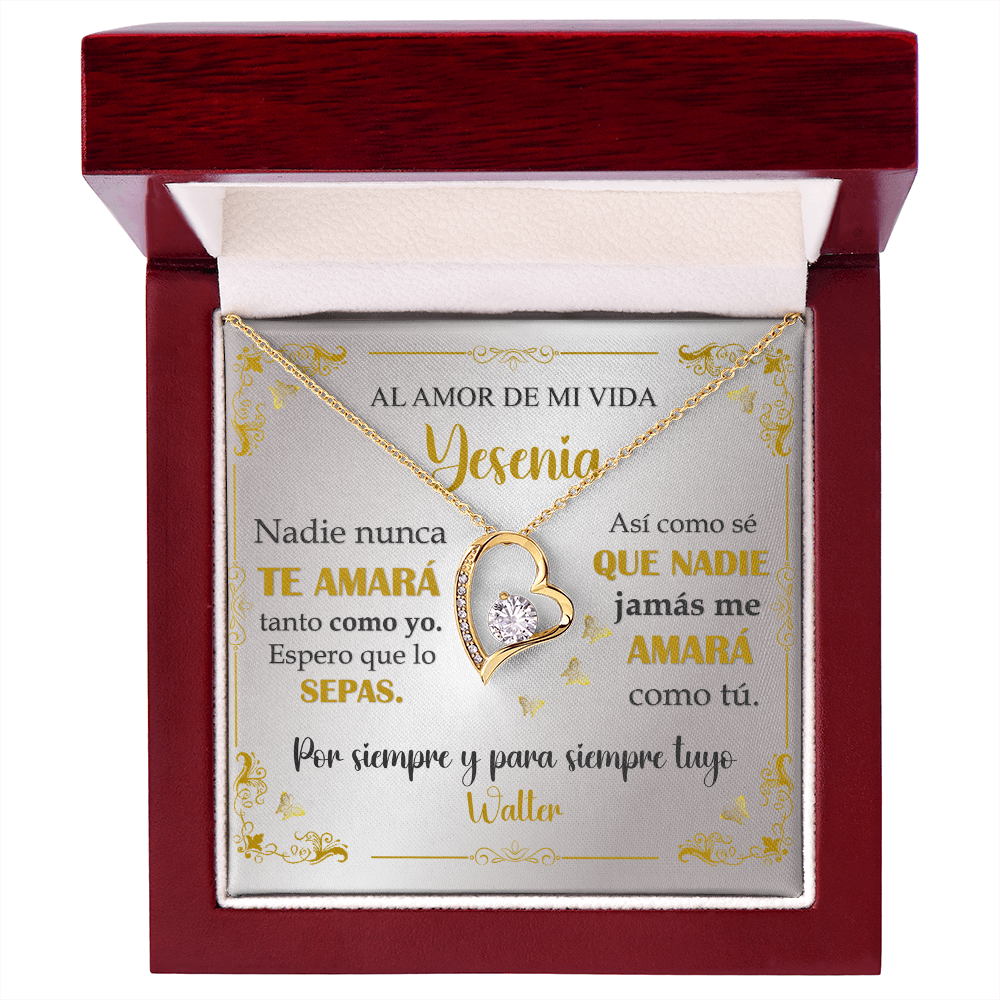 Collar Mikora Forever Love: "Nadie nunca te amará tanto como yo" (Acabado en Oro de 14q-18q)