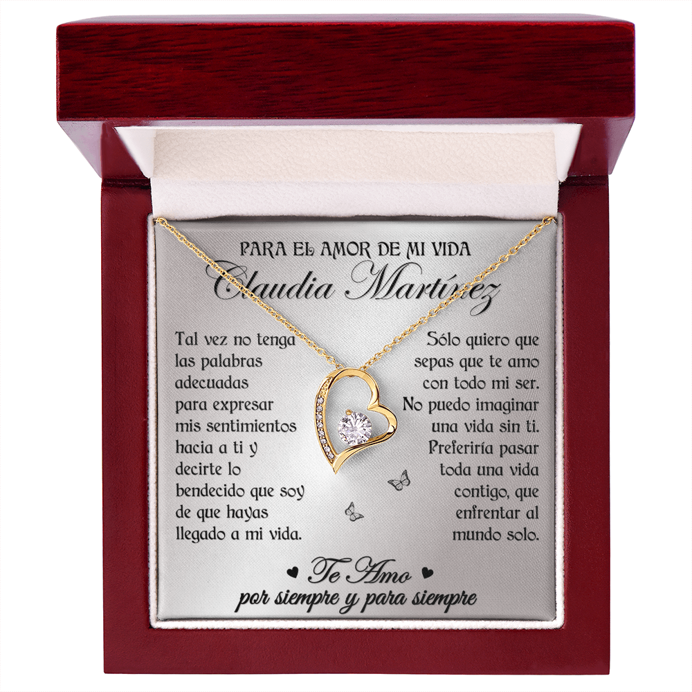 Collar Forever Love: "No puedo imaginar una vida sin ti" (Acabado en Oro de 14q-18q)