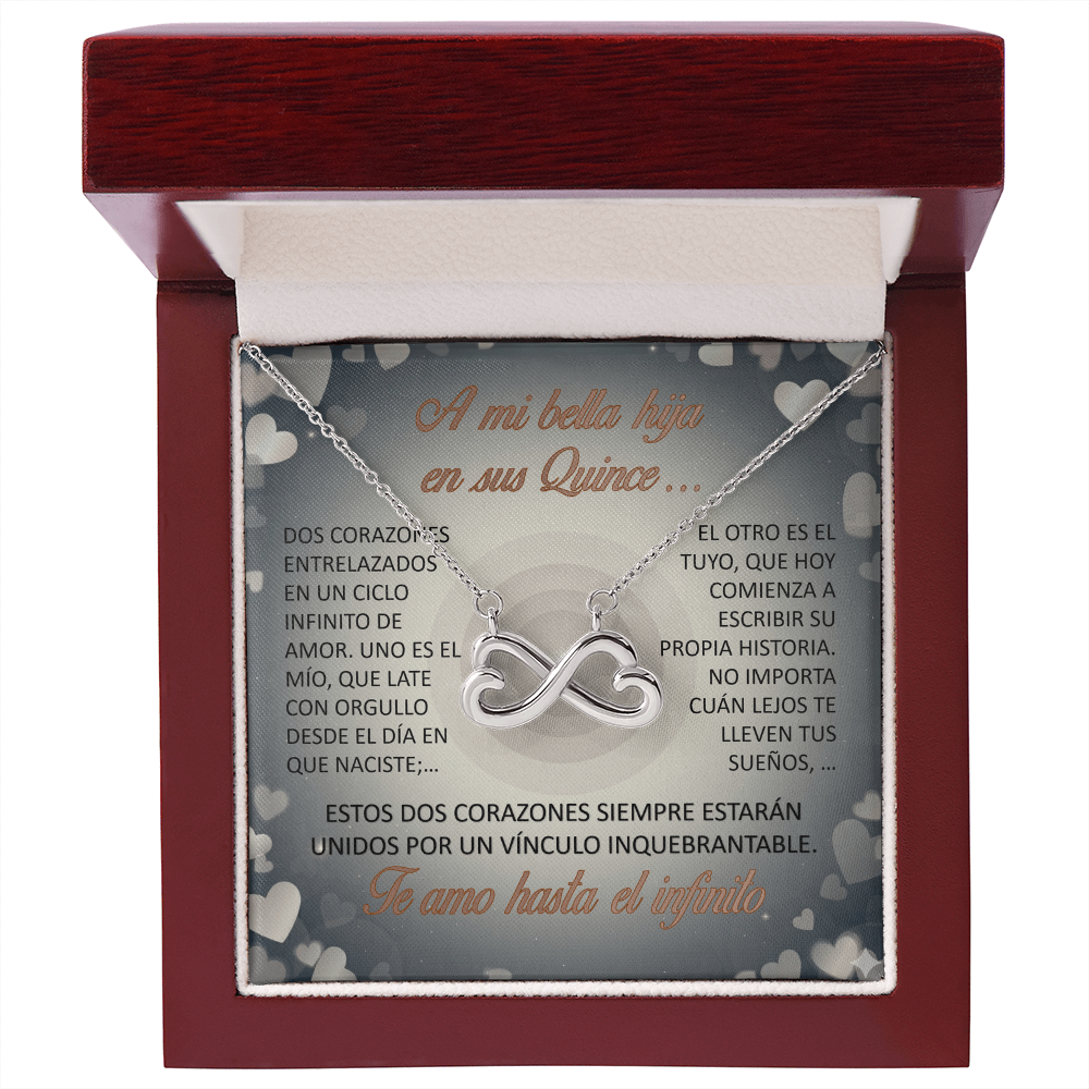 Collar "Eterno Lazo de Quince" (Infinito de Corazones) – Regalo para la hija quinceañera