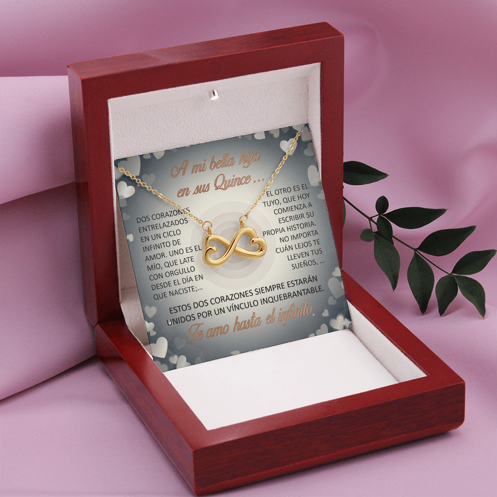 Collar "Eterno Lazo de Quince" (Infinito de Corazones) – Regalo para la hija quinceañera