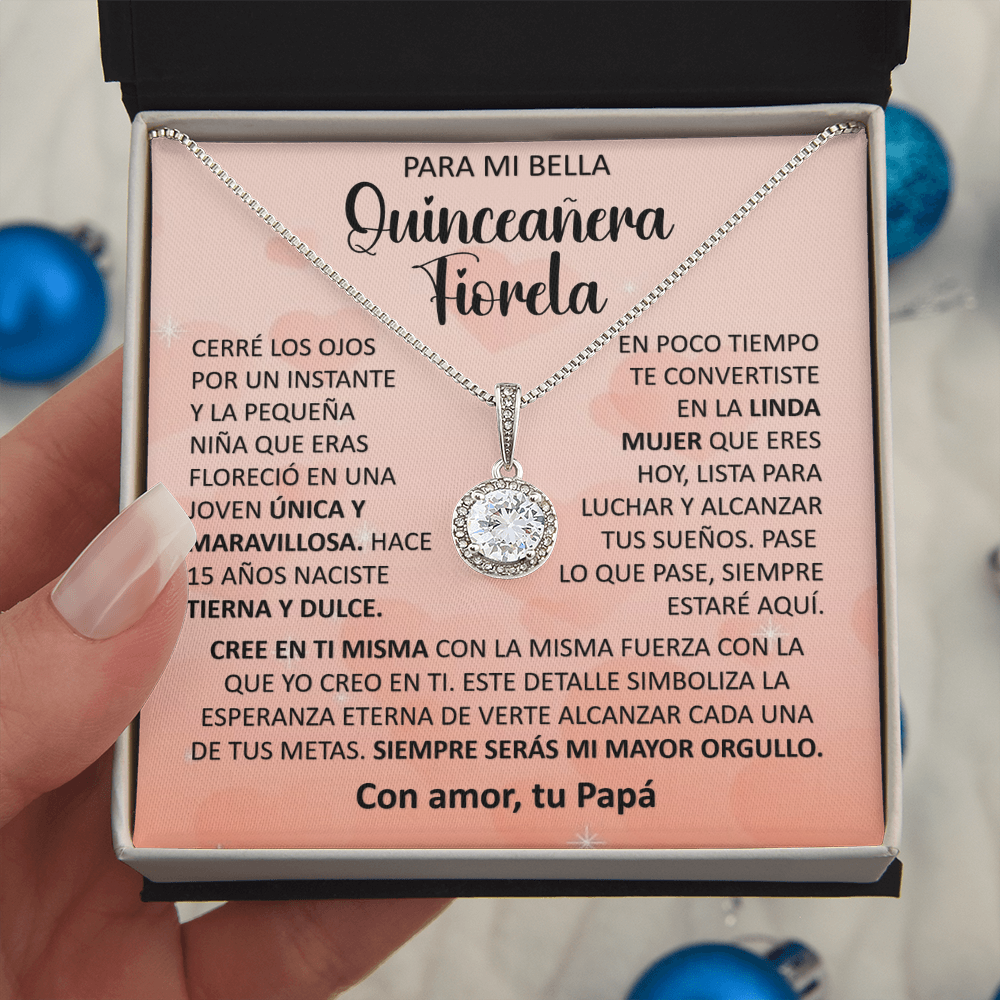 Collar Eternal Hope: "Mi Mayor Orgullo" - Edición Especial Quinceañera (Acabado en Oro Blanco 14k)