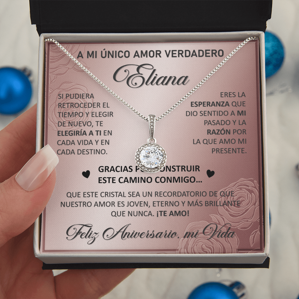 Collar MIKORA Eternal Hope Edición: "Destino Eterno" – Regalo de Aniversario para Esposa | Oro Blanco de 14K y Cristales de Esperanza