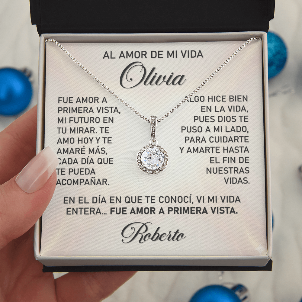 Collar MIKORA Eternal Hope Edición: "Amor a Primera Vista" – Regalo de Fe y Esperanza Eterna para Esposa | Oro 14K y Cristales Radiantes