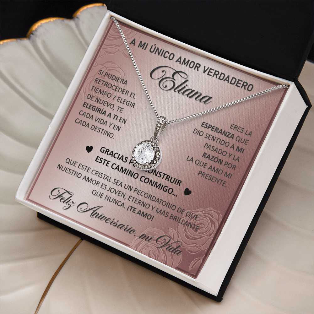 Collar MIKORA Eternal Hope Edición: "Destino Eterno" – Regalo de Aniversario para Esposa | Oro Blanco de 14K y Cristales de Esperanza