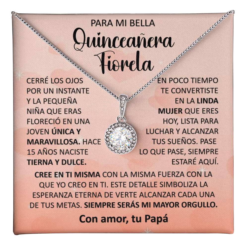 Collar Eternal Hope: "Mi Mayor Orgullo" - Edición Especial Quinceañera (Acabado en Oro Blanco 14k)