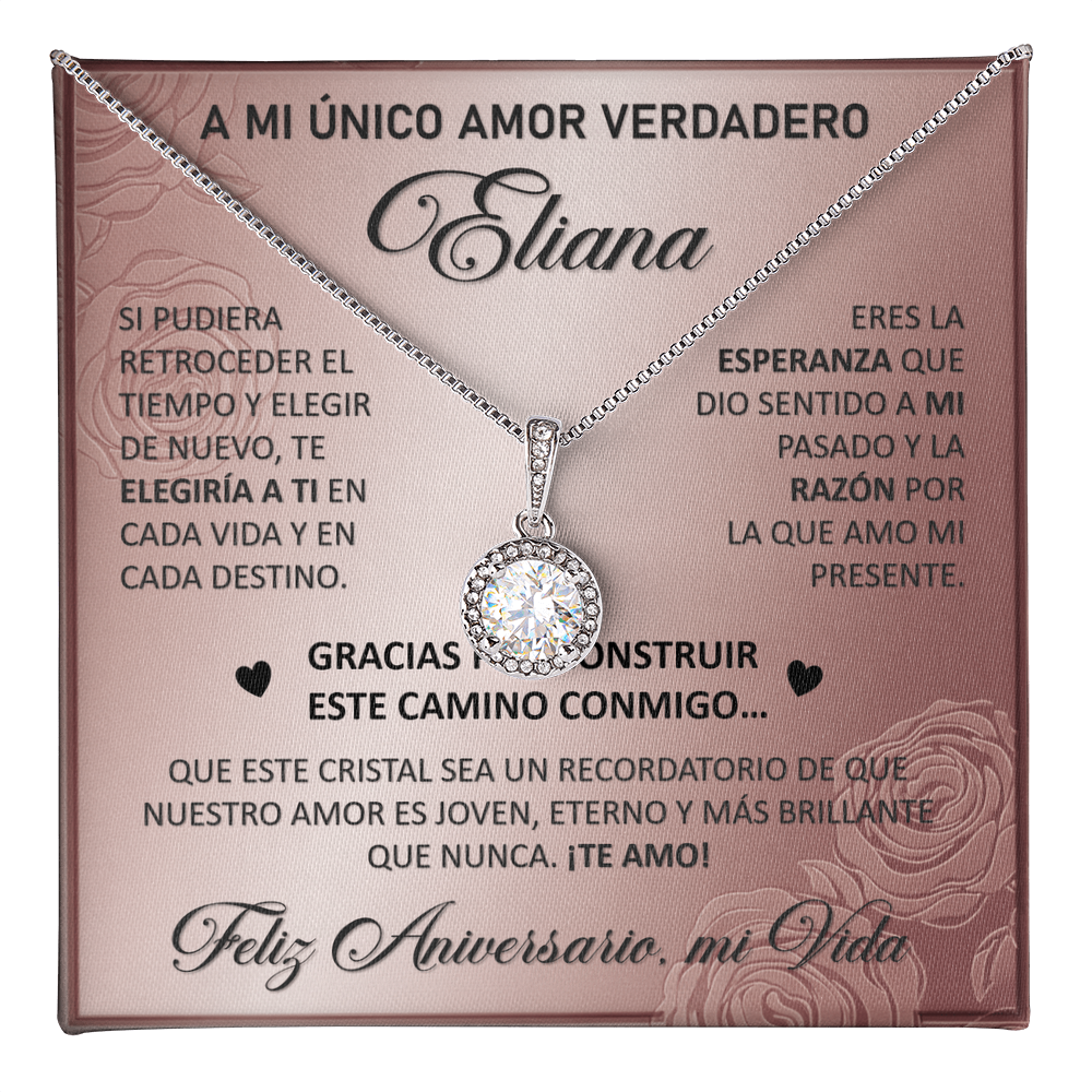 Collar MIKORA Eternal Hope Edición: "Destino Eterno" – Regalo de Aniversario para Esposa | Oro Blanco de 14K y Cristales de Esperanza