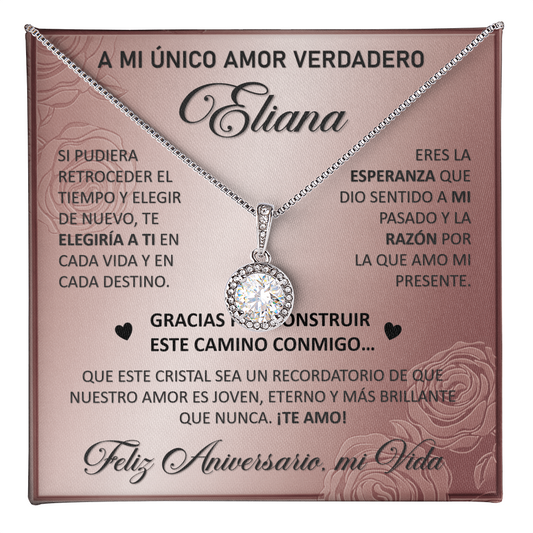 Collar MIKORA Eternal Hope Edición: "Destino Eterno" – Regalo de Aniversario para Esposa | Oro Blanco de 14K y Cristales de Esperanza