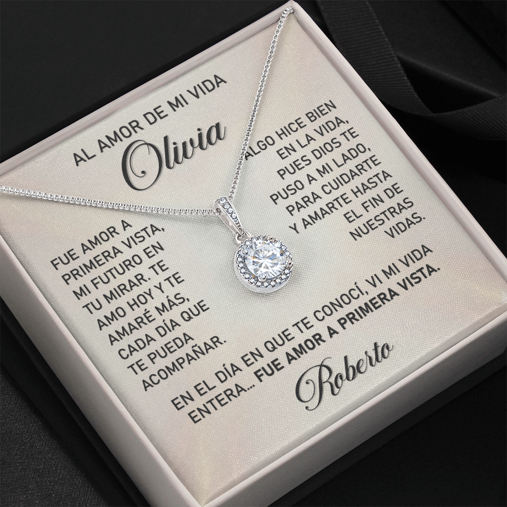 Collar MIKORA Eternal Hope Edición: "Amor a Primera Vista" – Regalo de Fe y Esperanza Eterna para Esposa | Oro 14K y Cristales Radiantes