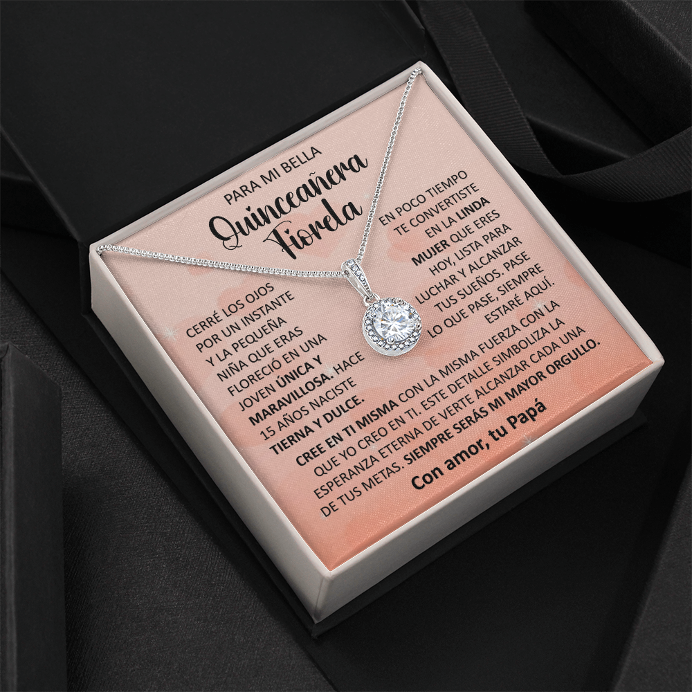 Collar Eternal Hope: "Mi Mayor Orgullo" - Edición Especial Quinceañera (Acabado en Oro Blanco 14k)