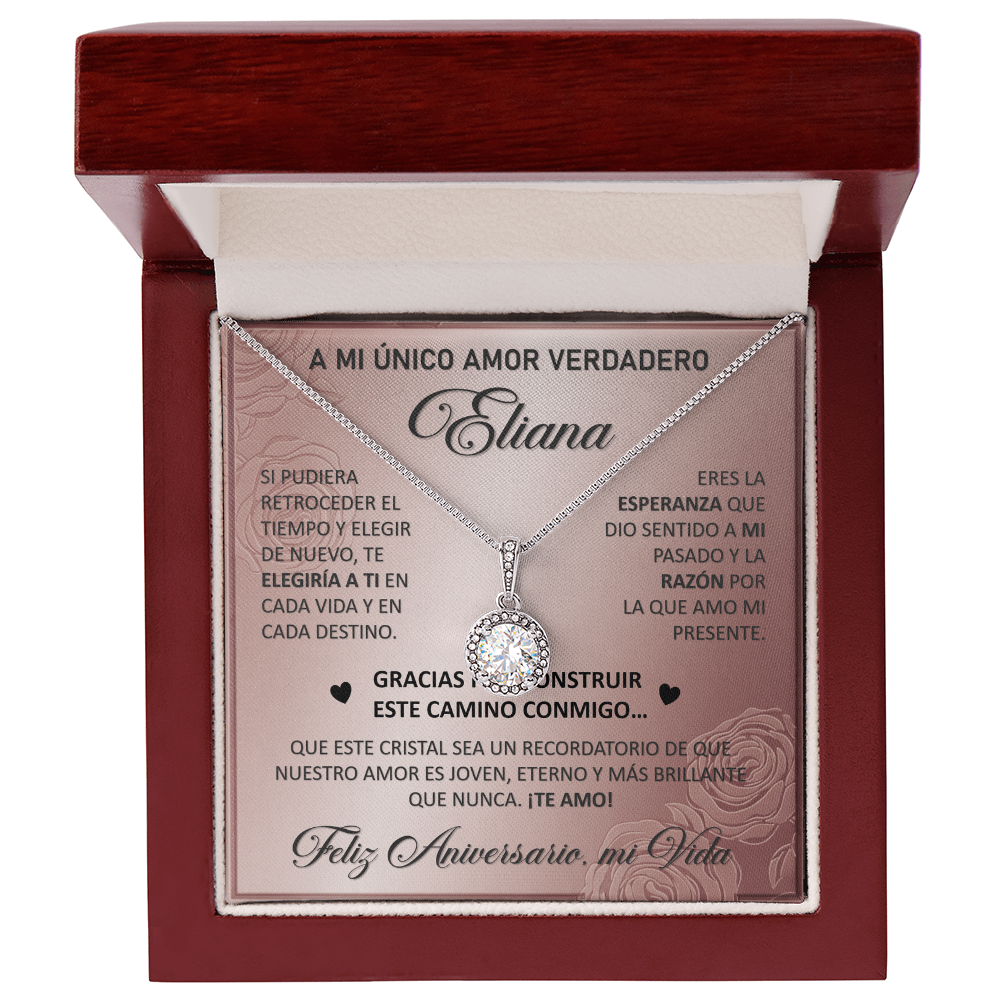 Collar MIKORA Eternal Hope Edición: "Destino Eterno" – Regalo de Aniversario para Esposa | Oro Blanco de 14K y Cristales de Esperanza