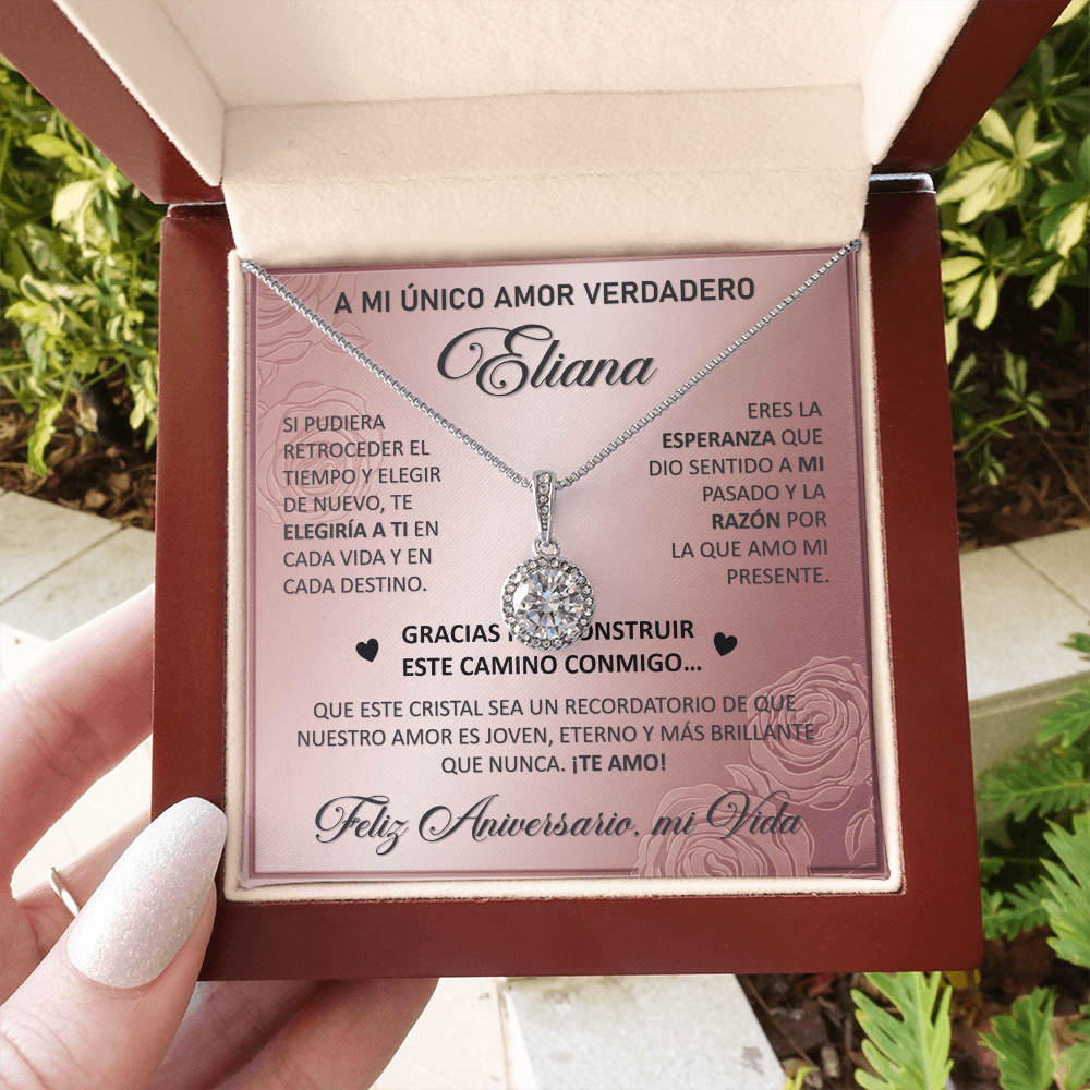 Collar MIKORA Eternal Hope Edición: "Destino Eterno" – Regalo de Aniversario para Esposa | Oro Blanco de 14K y Cristales de Esperanza