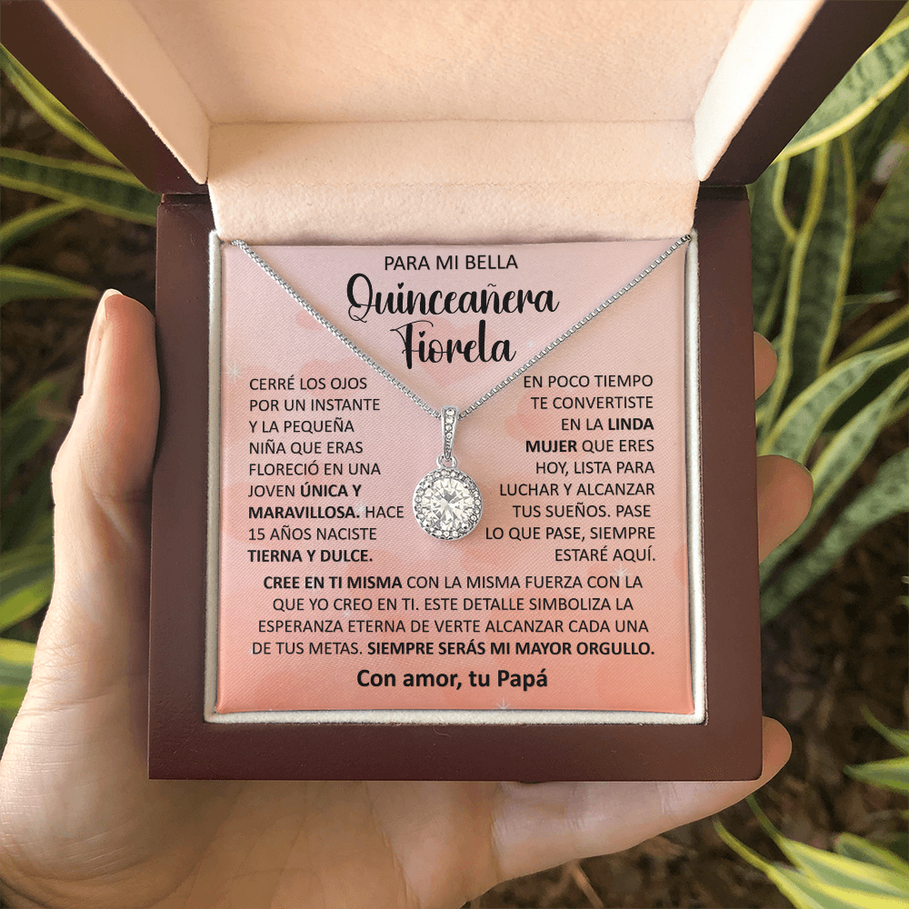 Collar Eternal Hope: "Mi Mayor Orgullo" - Edición Especial Quinceañera (Acabado en Oro Blanco 14k)