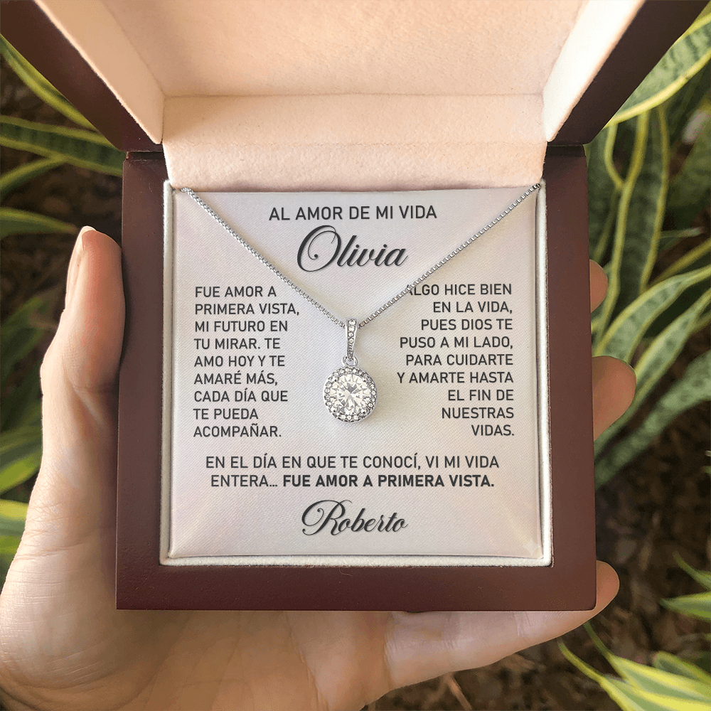 Collar MIKORA Eternal Hope Edición: "Amor a Primera Vista" – Regalo de Fe y Esperanza Eterna para Esposa | Oro 14K y Cristales Radiantes
