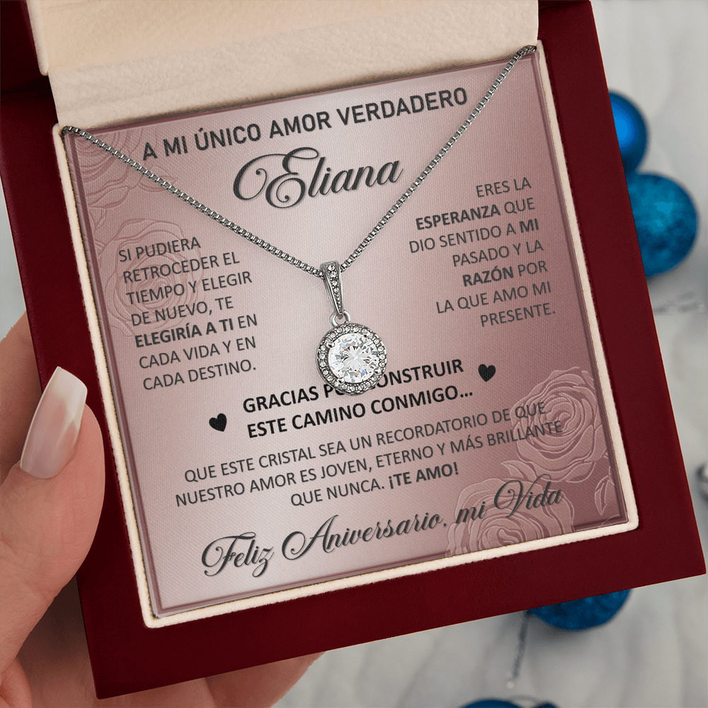 Collar MIKORA Eternal Hope Edición: "Destino Eterno" – Regalo de Aniversario para Esposa | Oro Blanco de 14K y Cristales de Esperanza