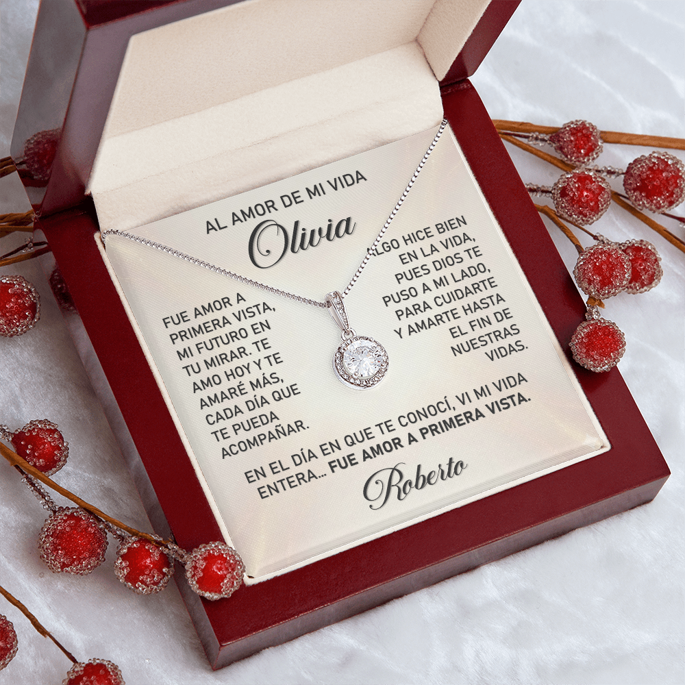 Collar MIKORA Eternal Hope Edición: "Amor a Primera Vista" – Regalo de Fe y Esperanza Eterna para Esposa | Oro 14K y Cristales Radiantes
