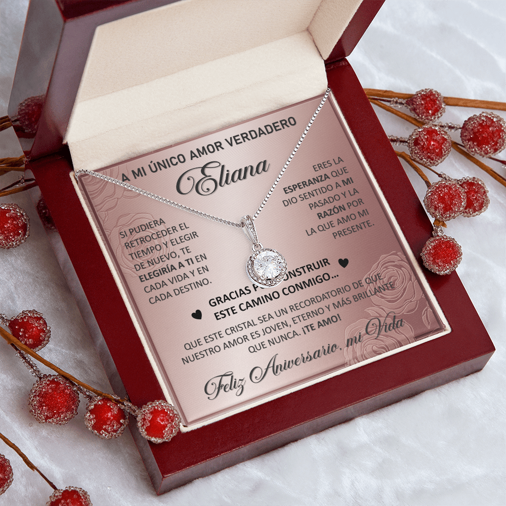 Collar MIKORA Eternal Hope Edición: "Destino Eterno" – Regalo de Aniversario para Esposa | Oro Blanco de 14K y Cristales de Esperanza