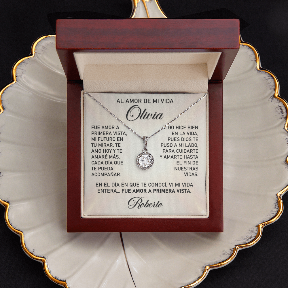 Collar MIKORA Eternal Hope Edición: "Amor a Primera Vista" – Regalo de Fe y Esperanza Eterna para Esposa | Oro 14K y Cristales Radiantes
