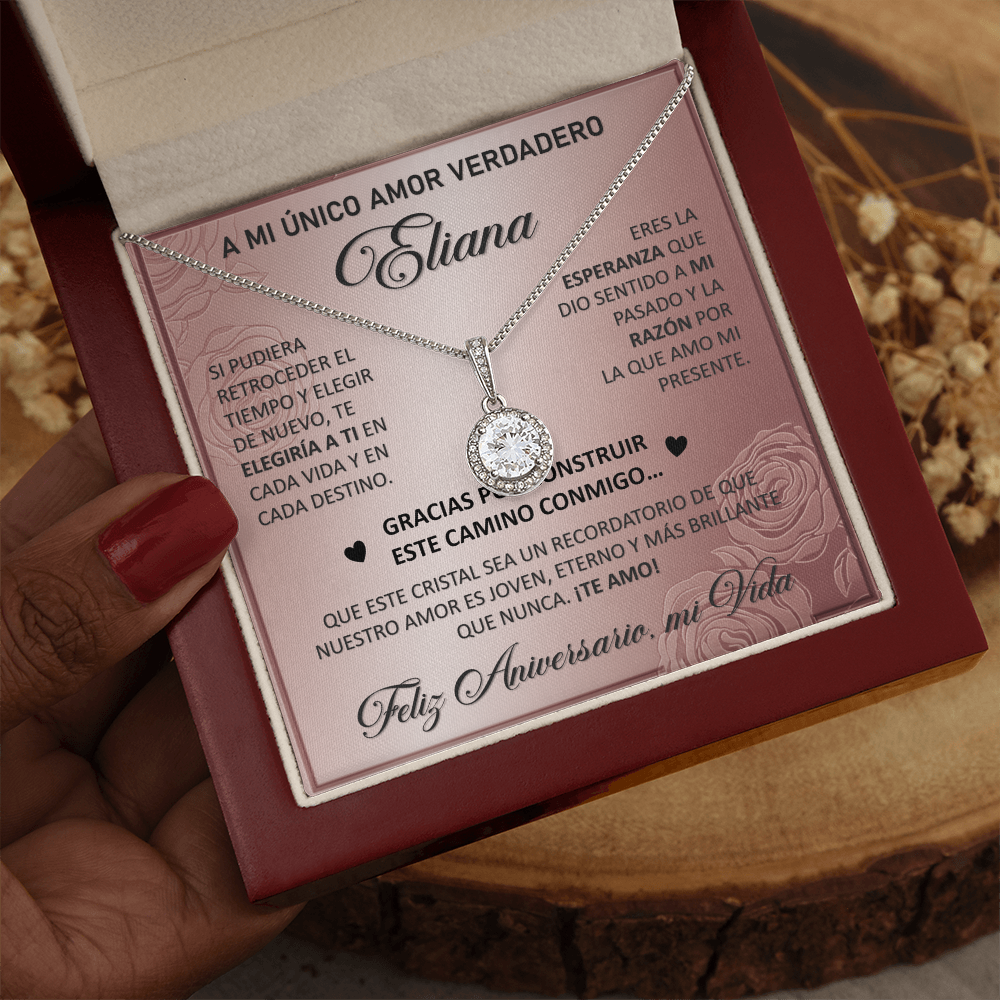 Collar MIKORA Eternal Hope Edición: "Destino Eterno" – Regalo de Aniversario para Esposa | Oro Blanco de 14K y Cristales de Esperanza