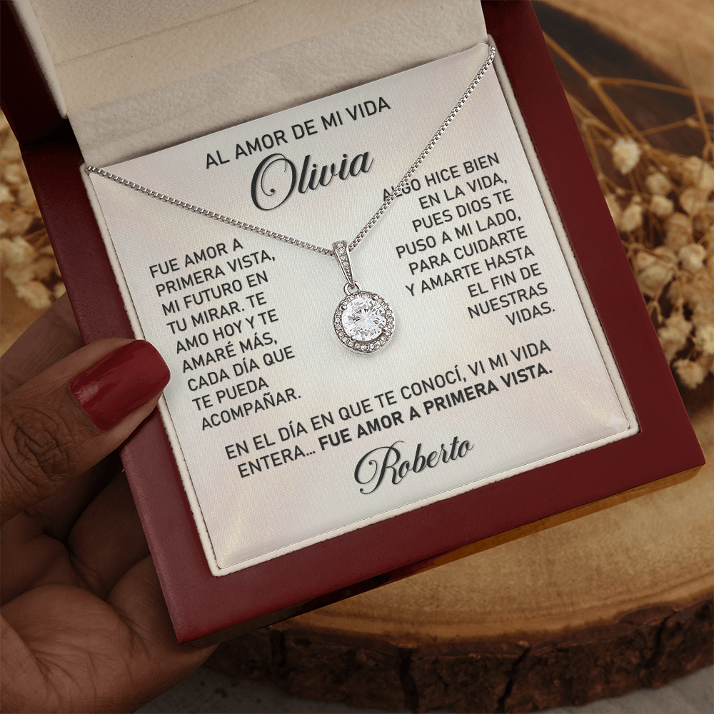 Collar MIKORA Eternal Hope Edición: "Amor a Primera Vista" – Regalo de Fe y Esperanza Eterna para Esposa | Oro 14K y Cristales Radiantes