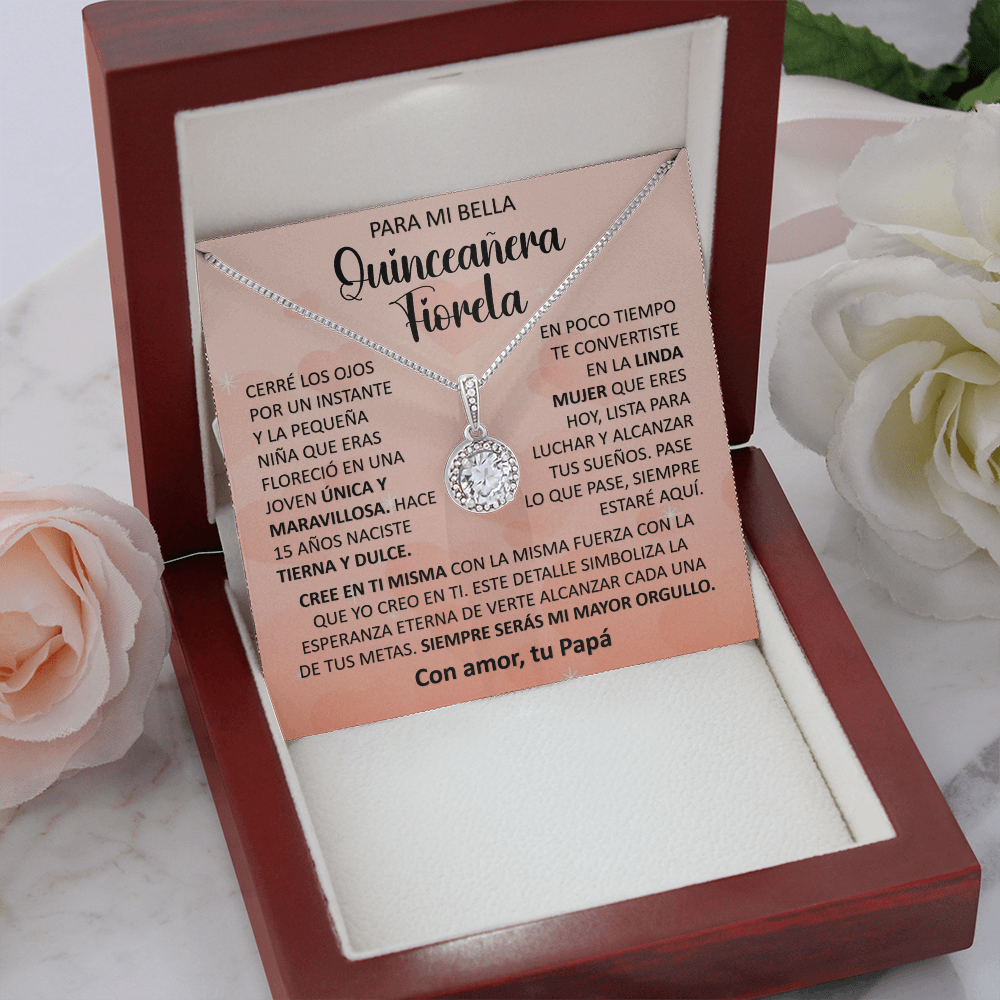 Collar Eternal Hope: "Mi Mayor Orgullo" - Edición Especial Quinceañera (Acabado en Oro Blanco 14k)